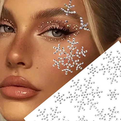 Miniatura 6 de NOOEPC Gemas faciales de Navidad, accesorios para rave, maquillaje de Navidad, copos de nieve, joyas autoadhesivas para la cara, joyas de ojos