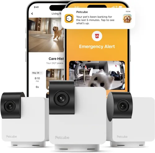 Miniatura 9 de Cámara de seguridad Petcube Cam 360, cámara interactiva WiFi para mascotas y hogar, con aplicación para teléfono, video HD 1080p, rotación de 360°