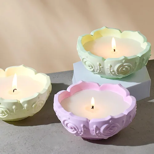 Miniatura 2 de Paquete de 2 moldes de resina para cuencos de flores, moldes de velas para bandeja de manualidades, moldes de silicona de loto para bricolaje, caja