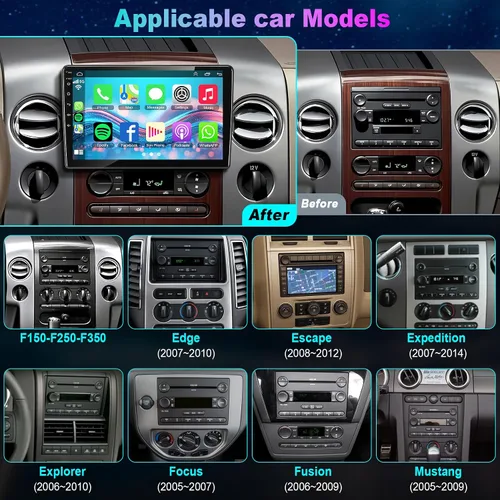 Miniatura 7 de Radio de coche Android 13 de 10.1 pulgadas 4+64 para Ford F150/F250/F350 2004-2014, Carplay inalámbrico y Android Auto con pantalla táctil IPS