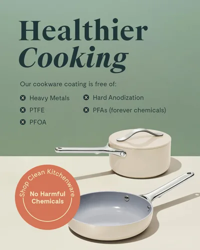 Miniatura 6 de Caraway Juego de mini utensilios de cocina, sartén antiadherente de cerámica (1.05 cuartos de galón, 8 pulgadas) (1.75 cuartos de galón) y estante