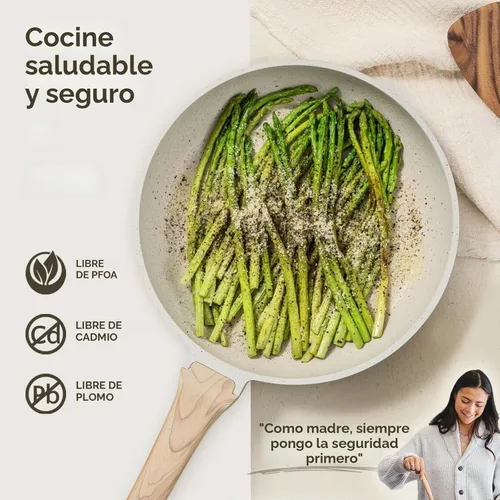 Miniatura 7 de CAROTE Juego de ollas y sartenes antiadherentes, juego de utensilios de cocina de inducción de granito blanco, 10 piezas antiadherentes con sartenes