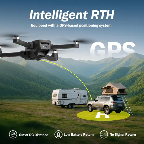 Miniatura 5 de Drones sin escobillas K600GPS con cámara EIS para adultos principiantes y niños, dron con pantalla de 4.5 pulgadas en el controlador, FPV Drone
