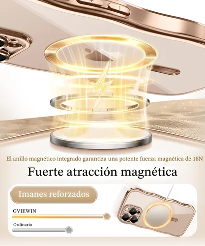 Miniatura 4 de GVIEWIN Funda para iPhone 16 Pro Compatible con MagSafe, Mejorada [Protección Completa de la Cámara][Marco de Ondas Lindo][Protección de Grado