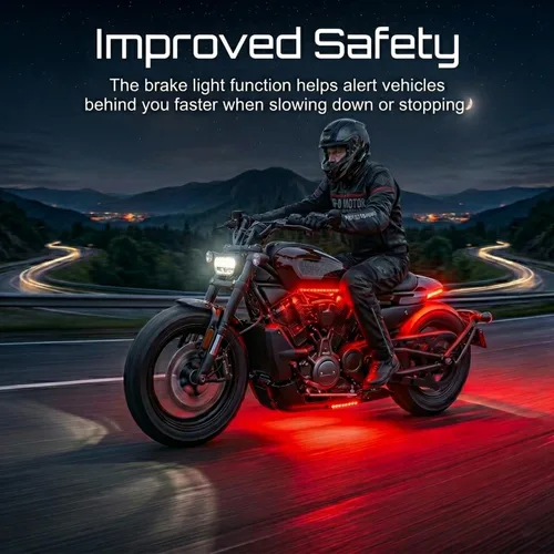 Miniatura 2 de SUNPIE Kit de luces para motocicleta de 16 piezas RGB LED con luz de freno para Harley Honda Kawasaki Suzuki Indian, iluminación de acento