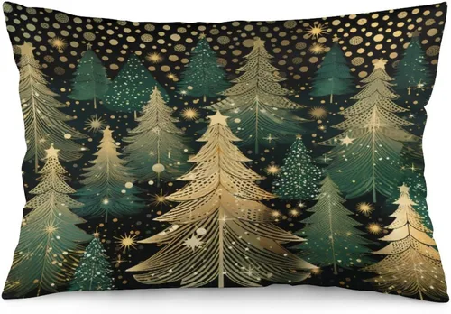 Miniatura 23 de Funda de almohada dorada de invierno con diseño de pájaros de nieve, Navidad, 12 x 20 pulgadas, diseño de Feliz Navidad, invierno, Navidad, cojín