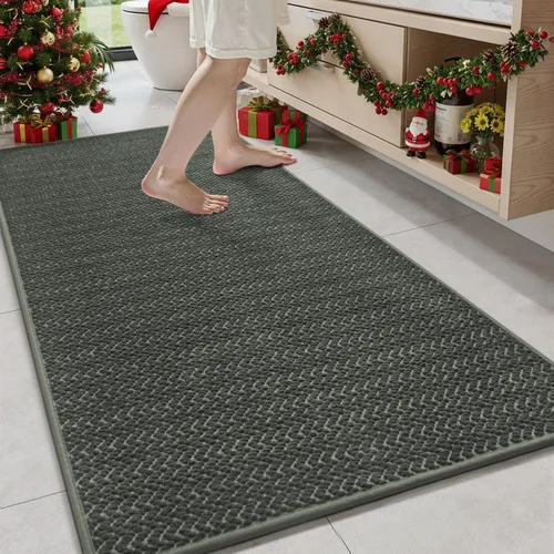 Miniatura 10 de AMOAMI Tapete de baño fino, súper absorbente, antideslizante, parte trasera de goma, tapetes de baño para baño, secado rápido, superficie