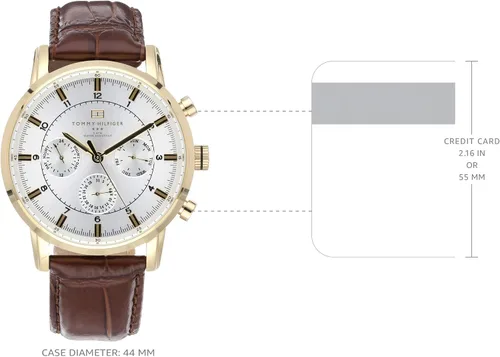 Miniatura 4 de Tommy Hilfiger Reloj dorado con malla de cuero color café para hombre 1790874
