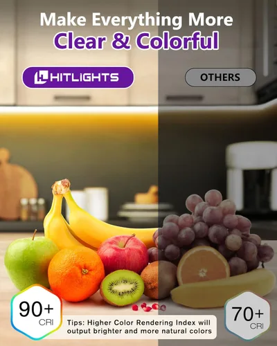 Miniatura 5 de HitLights - Tira de luces LED COB de color blanco cálido de 3000 K, cinta de luz de alta densidad de 32.8 pies de 24 V, 5120 LED, 350+ lm/pies, CRI