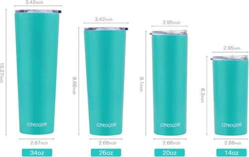 Miniatura 3 de Ezprogear - Vaso estrecho de acero inoxidable, térmico y aislado al vacío, con popote