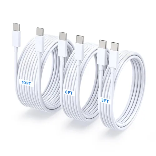 Miniatura 12 de Paquete de 4 [6 pies, 6 pies, 10 pies, 10 pies] Cable de carga rápida USB C a USB C de 60 W, para cable de carga de iPhone, cable de carga tipo C a