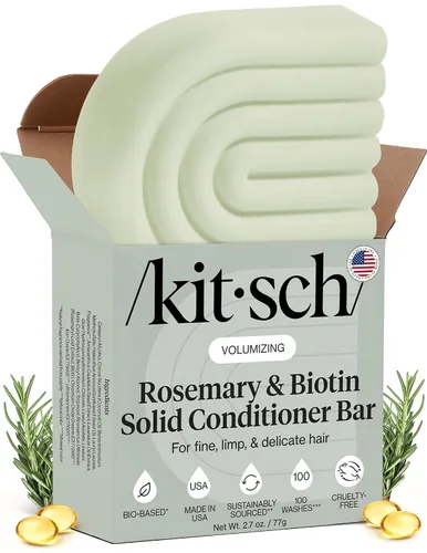Kitsch Barra acondicionadora de cabello con romero y biotina para dar volumen y espesar – Acondicionador hidratante y limpiador para cabello de