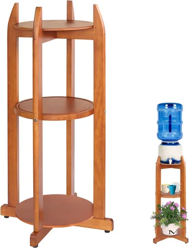 Soporte dispensador de agua de madera maciza natural (32.8 pulgadas de alto-11.2 pulgadas de ancho) Soporte de suelo de cerámica para dispensador de