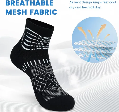 Miniatura 4 de IRAMY Calcetines de compresión de tobillo Coolmax para mujeres y hombres, calcetines que absorben la humedad, alivio de la fascitis plantar, 3/5
