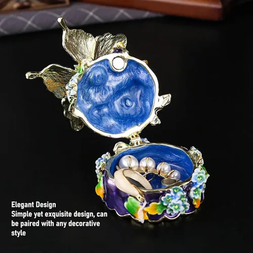Miniatura 4 de Yosoo Exquisite Flower Enamel Jewelry Box, Zinc Alloy Decorative Jewelry Box Trinket Organizer for Rings Earrings