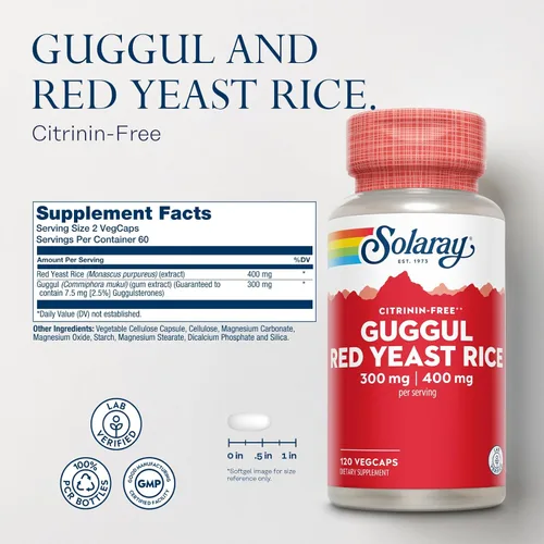 Miniatura 2 de SOLARAY Extracto de goma de guggul y arroz de levadura roja Apoyo a la función cardíaca saludable Combo de medicina china antigua y medicina