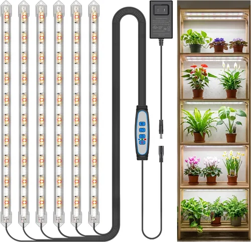 Miniatura 11 de Kullsinss Luces de cultivo para plantas de interior, tiras de luz de crecimiento de plantas de espectro completo de 16 pulgadas con temporizador