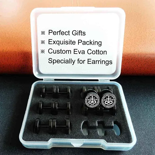 Miniatura 4 de FLYUN 6 pares de aretes de calavera para hombre aretes de calibre falso aretes de tapones falsos para hombres y hombres aretes negros con tornillo