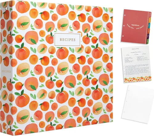 Miniatura 15 de Jot & Mark - Organizador de recetas con 3 anillos (Cosecha otoñal) 50 tarjetas de recetas de 4 x 6, separadores de página completa y protectores