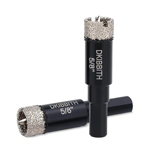 DKIBBITH Juego de brocas de diamante de 5/8" con broca piloto - Paquete de 2 brocas de diamante de 5/8" con punta de diamante para agujeros en
