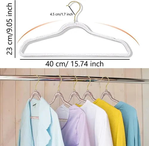 Miniatura 4 de Perchas de Ropa Rosas de 16", Paquete de 40 Perchas de Plástico con Recubrimiento Transparente para Armario de Adultos, Bling Ganchos de Ropa
