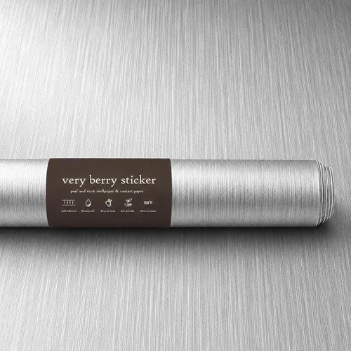 Very Berry Sticker Papel tapiz de oro blanco cepillado para despegar y pegar (24" x 118", 1 paquete), papel de contacto para despegar y pegar, papel