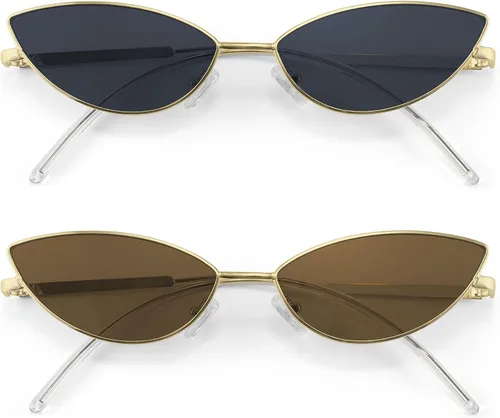 Miniatura 67 de FEISEDY Gafas de sol de diseñador de moda Retro pequeños pétalos forma arco templo diseño B2298