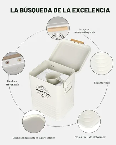 Miniatura 4 de Dispensador de detergente para ropa sucia, dispensador de polvo para la organización de la lavandería. Dispensador de jabón de lavandería de metal