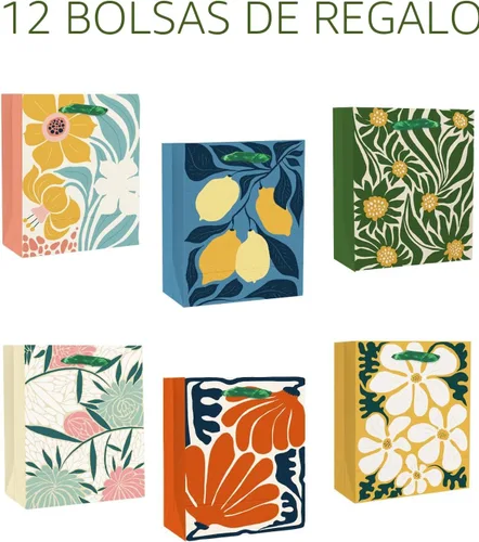 Miniatura 2 de qiqee Clash Flowers - Bolsas de regalo de papel con asas de papel de seda, 12 piezas de 2.4 x 4.7 x 6.3 pulgadas, tamaño pequeño