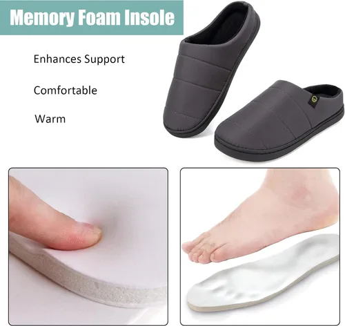 Miniatura 5 de Anproity Pantuflas de espuma viscoelástica para interiores para hombre, con forro polar, cómodas y con puntera cerrada, impermeables