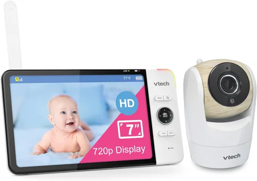 Miniatura 11 de VTech VM928-2HD - Monitor de bebé con pantalla HD de 720p de 5 pulgadas y 2 cámaras, vista de ángulo amplio de 110°, panorámica/inclinación/zoom