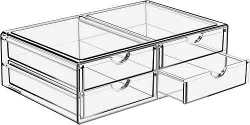 Miniatura 8 de Sorbus Cajones acrílicos apilables grandes – 2 cajones de almacenamiento transparentes para organizar maquillaje, esmalte de uñas, accesorios
