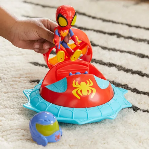 Miniatura 6 de Spidey and his Amazing Friends Marvel Web-Spinners Spidey con hover Spinner, juego de coche con vehículo, figura de acción a escala de 4 pulgadas