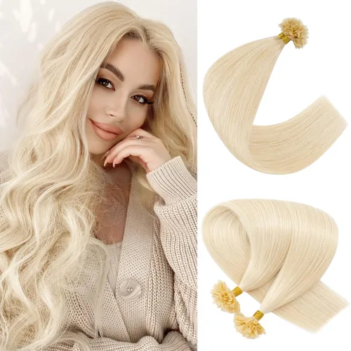 Miniatura 18 de Extensiones de cabello humano con punta en U, con queratina de fusión caliente, extensiones de cabello humano real, extensiones de cabello Remy
