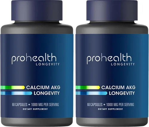 Miniatura 10 de ProHealth, Suplemento de Ca AKG (alfa cetoglutarato) (1,000 mg por porción de 2 cápsulas, 60 cápsulas). Apoya la función metabólica y los procesos