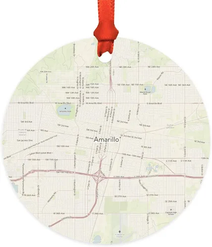 Miniatura 42 de Andaz Press Mapa de la ciudad de Estados Unidos redondo de madera natural MDF ornamento de Navidad, Akron, Ohio Vintage Mapa, 1 paquete, larga