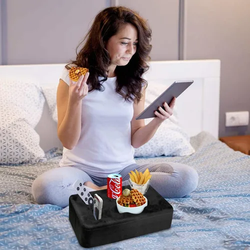 Miniatura 3 de Cojín Portavasos para Sofá Cama, Portabebidas Nisdoing de 5 Orificios para Sofá ¡Mantén las Bebidas al Alcance y Conserva la Temperatura, Evita Negro