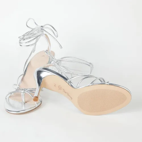 Miniatura 4 de The Drop Sandalias de tacón con tiras y cordones Archie para mujer