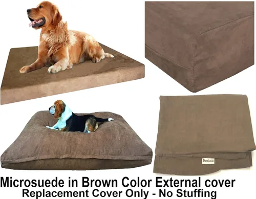 Miniatura 6 de Dogbed4less Funda externa para cama para mascotas con forro de cremallera para perros medianos y grandes, 37 x 27 x 4 pulgadas, color marrón, solo