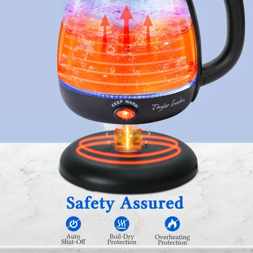 Miniatura 7 de Taylor Swoden Hervidor Eléctrico con Infusor de Té, Hervidor de Agua Eléctrico Pequeño de 1L con Mantenimiento de Calor, Hervidor de Agua Caliente
