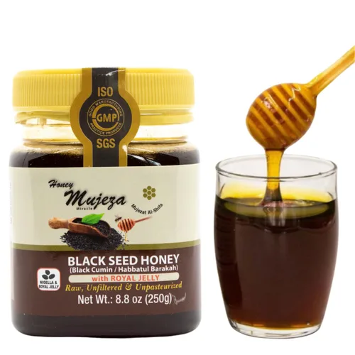 Miel de semillas negras con jalea real, no mezclada con aceite o polvo, sin gluten, sin OMG, miel orgánica, refuerzo inmunológico, miel cruda 100%