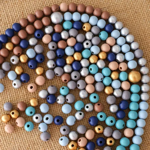 Miniatura 6 de ToBeIT 1000 cuentas de madera de macramé, cuentas redondas de colores de granja para manualidades, fabricación de joyas (azul-0.315 pulgadas)