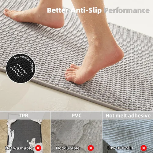 Miniatura 4 de TYUU Alfombras de Baño Antideslizantes Lavables, Tapete de Baño Súper Absorbente Delgado de Pila Baja para Secar Rápido, Alfombra de Baño Pequeña