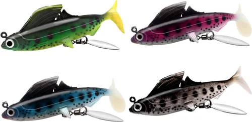 Miniatura 10 de 5 Arms Alabama Rig Fishing Lure, Umbrella Rig with Spinner for Striper, A-Rig for Boat Trolling Frashwater/Saltwater, with Soft Swimbait and Hooks