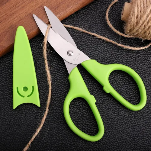 Miniatura 3 de Tijeras multiusos verdes, tijeras rectas y resistentes de 6 pulgadas para oficina, escuela, estudiante, hogar, uso general, tela de costura