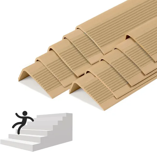 Miniatura 9 de Paquete de 10 tiras adhesivas antideslizantes de goma para escaleras de 47 pulgadas, hechas de goma resistente al desgaste, silencioso, fácil
