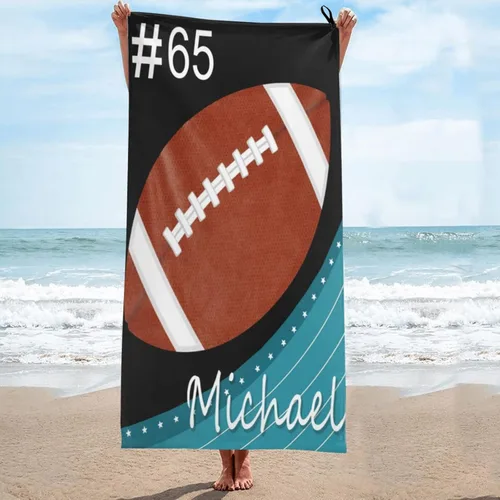Miniatura 11 de Toalla de playa de fútbol personalizada para hombres, mujeres y niños, toallas de piscina de fútbol de 30 x 60 pulgadas, 33 x 52 pulgadas, toalla