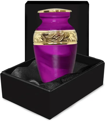 Miniatura 9 de Urnas pequeñas para recuerdo de cenizas humanas, urna conmemorativa azul hecha a mano con acento de latón, mini urna de recuerdo para hombres