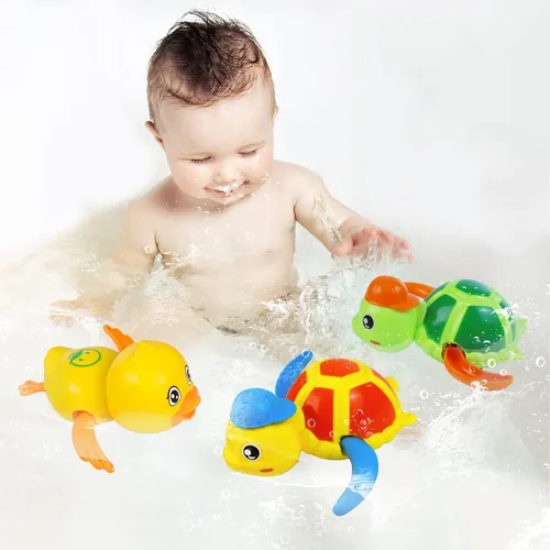 Cuterabit Juguetes de baño para bebés, tortuga y pato flotantes de cuerda para natación, juguetes para la bañera, juguetes de piscina, juguetes de