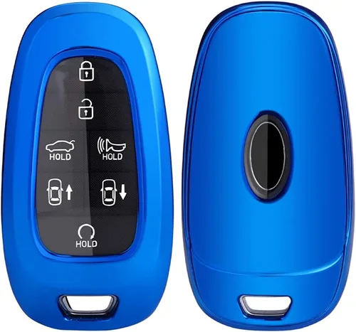 Horande Funda para llavero de TPU para Hyundai Sonata Santa fe 2022 Tucson sin llave (azul)